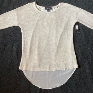 💕NWT BCX SIZE SMALL TAN/GOLD SPLIT BACK HIGH LOW SWEATER